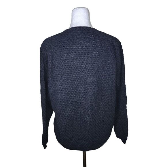 Vintage 50s Button Front Cardigan Wool Sweater Womens Size L Black Mid Century P - Picture 4 of 6